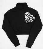 Sorority Cropped 1/4 Zip Fleece with Heart Print