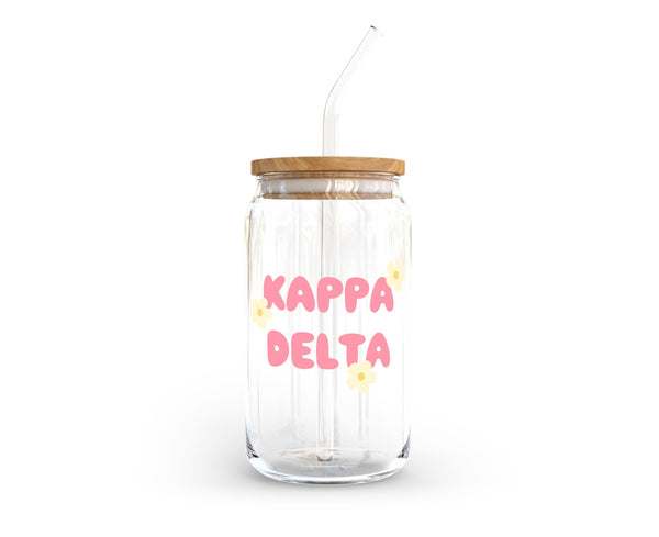 Kappa Delta Glass Cup with Yellow Flowers