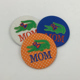 Mom Game Day Embroidered Button