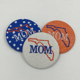 Mom Game Day Embroidered Button