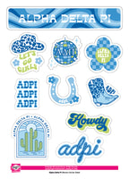 Alpha Delta Pi Western Disco Sticker Sheet