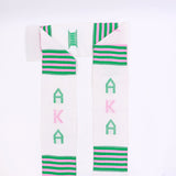 Alpha Kappa Alpha Kente Stole with letters alternating Green/Pink/Green