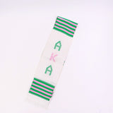 Alpha Kappa Alpha Kente Stole with letters alternating Green/Pink/Green