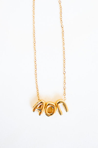 Alpha Omicron Pi Bubble Letter Necklace