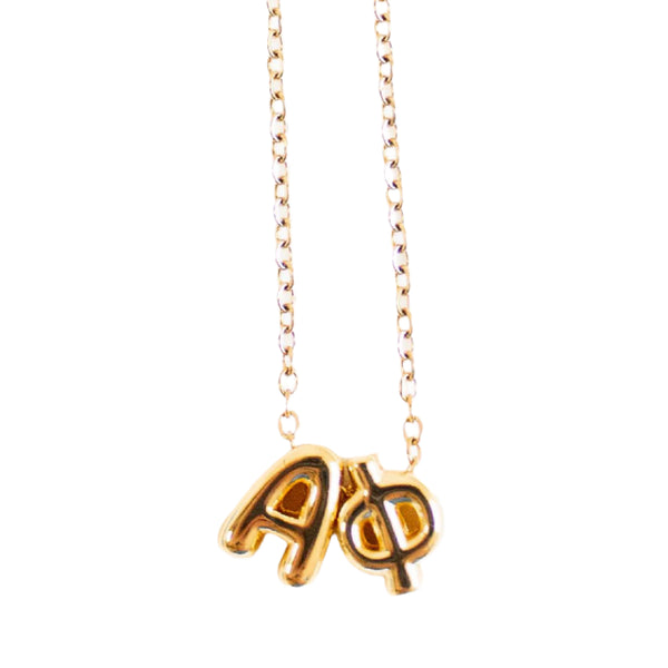 Alpha Phi Bubble Letter Necklace