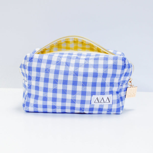 Delta Delta Delta Gingham Quilted Makeup Bag