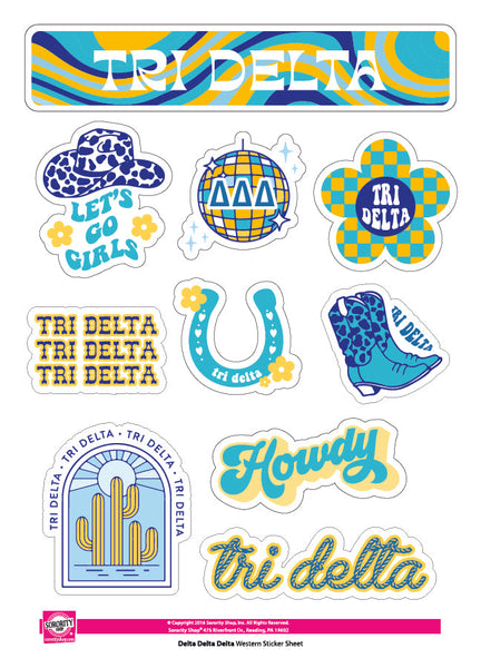 Delta Delta Delta Western Disco Sticker Sheet