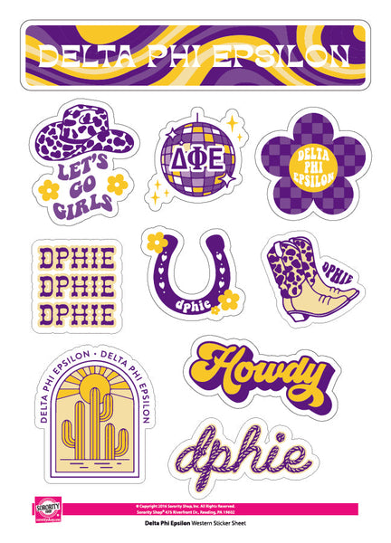 Delta Phi Epsilon Western Disco Sticker Sheet