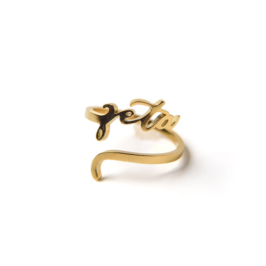 Zeta Tau Alpha Romantic Script Adjustable Ring