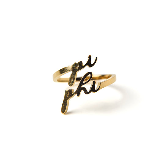 Pi Beta Phi Romantic Script Adjustable Ring