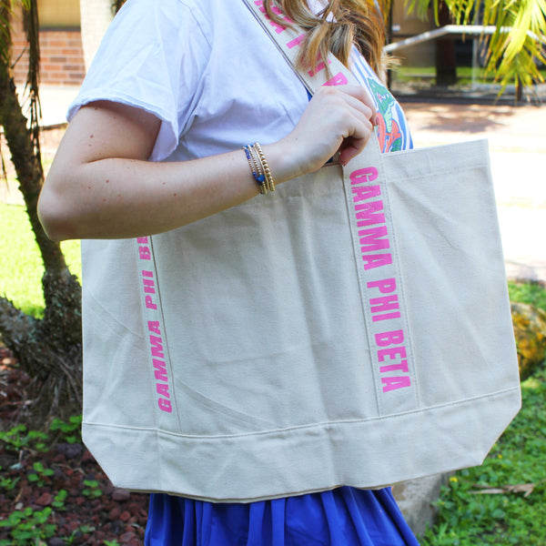 Gamma Phi Beta Large Canvas Tote Bag