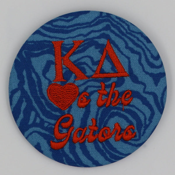 Kappa Delta "Hearts the Gators" Retro Game Day Embroidered Button