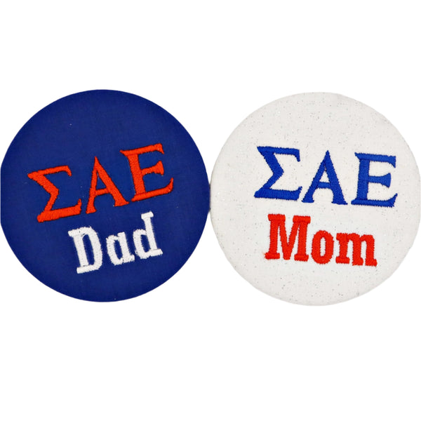 Sigma Alpha Epsilon Mom/Dad Embroidered Button