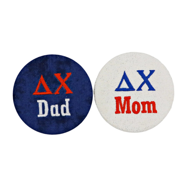 Delta Chi Mom/Dad Embroidered Button
