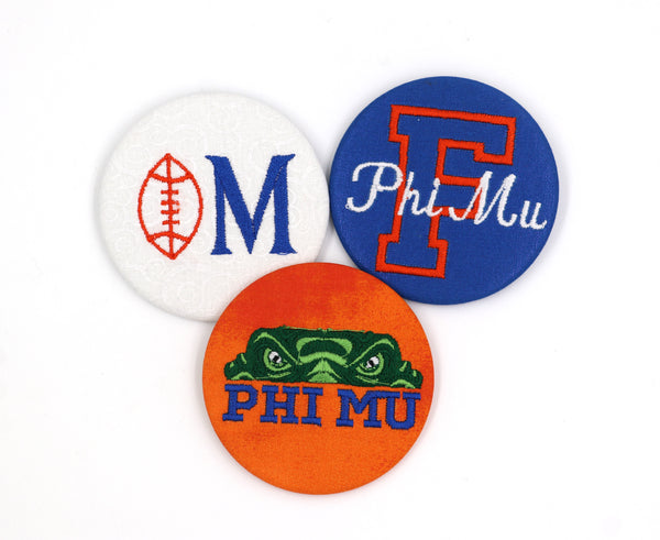 Phi Mu Game Day Embroidered Button Set 2