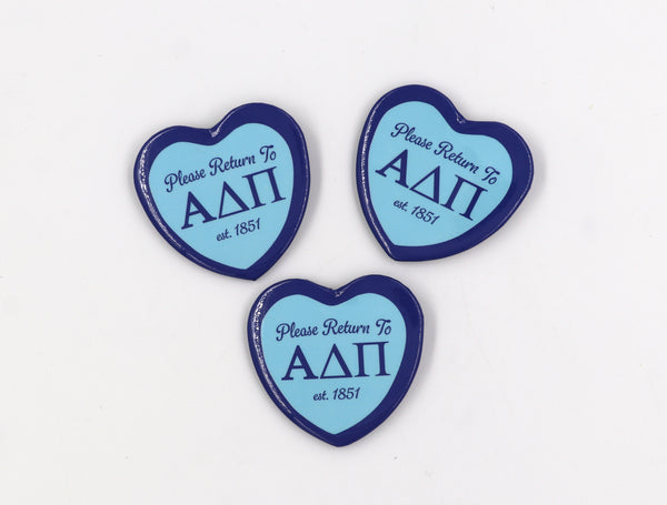 Alpha Delta Pi Heart Shaped Button