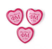 Phi Mu Heart Shaped Button