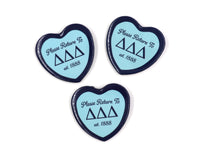 Delta Delta Delta Heart Shaped Button