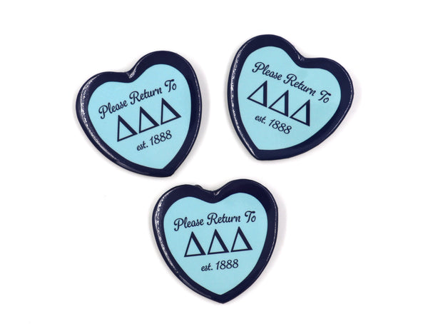 Delta Delta Delta Heart Shaped Button