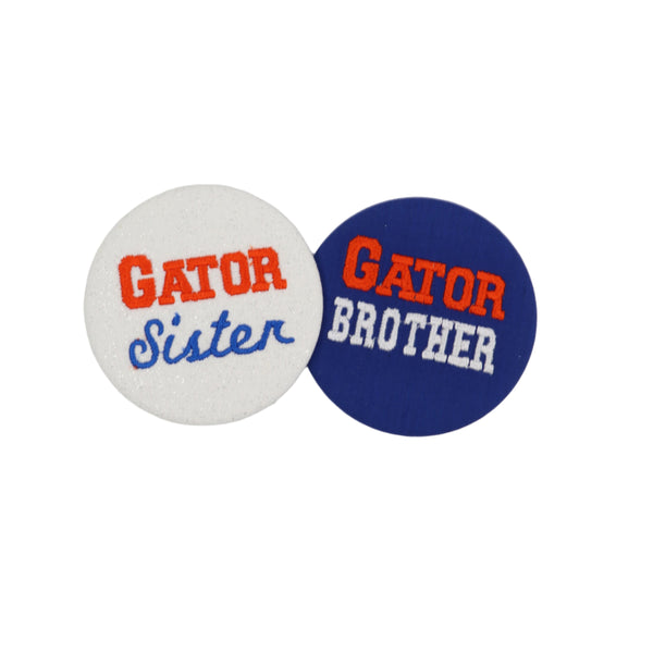 Sister / Brother Game Day Embroidered Button
