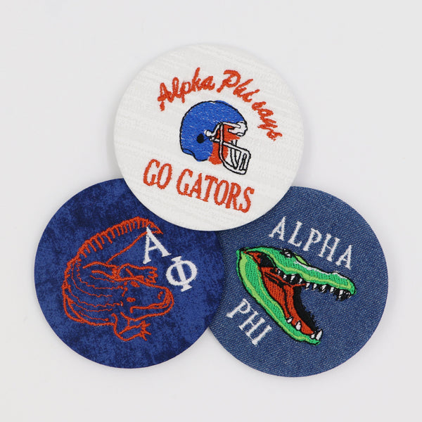 Alpha Phi Gator Mascot Game Day Embroidered Button