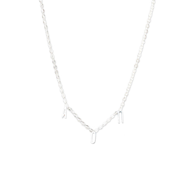 Alpha Omicron Pi Silver Greek Letters Necklace