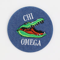 Chi Omega Gator Mascot Game Day Embroidered Button