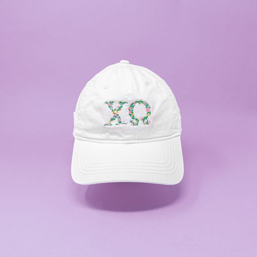 Chi Omega Floral Embroidered Hat
