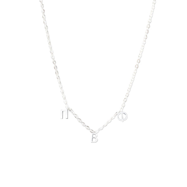 Pi Beta Phi Silver Greek Letters Necklace