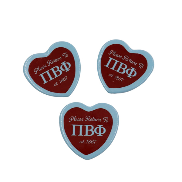 Pi Beta Phi Heart Shaped Button
