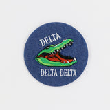 Delta Delta Delta Gator Mascot Game Day Embroidered Button