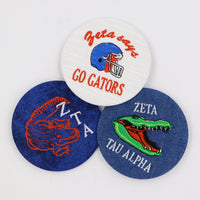 Zeta Tau Alpha Gator Mascot Game Day Embroidered Button