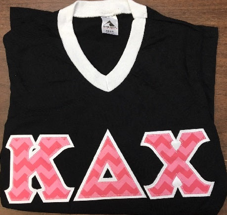 Kappa Delta Chi Striped Sleeve V Neck - Discontinued