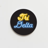 Delta Delta Delta Neon Greek Button - 2.25 inch