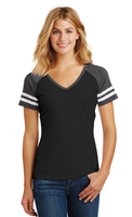 Theta Nu Xi Striped Sleeve V-Neck