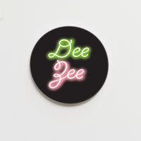 Delta Zeta Neon Greek Button - 2.25 inch