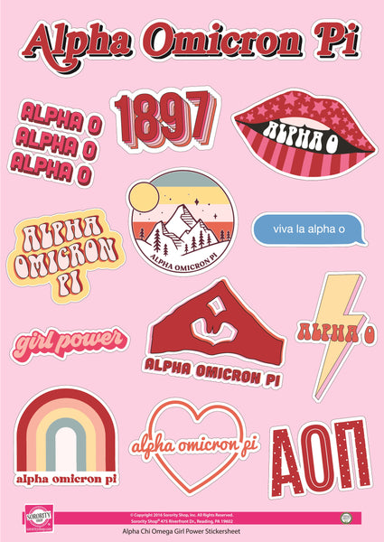 Alpha Omicron Pi Girl Power Sticker Sheet