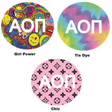 Alpha Omicron Pi Printed Button Collection