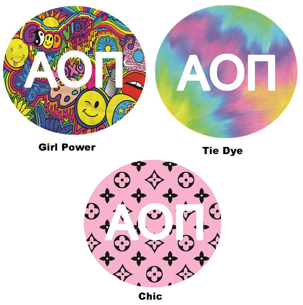 Alpha Omicron Pi Printed Button Collection