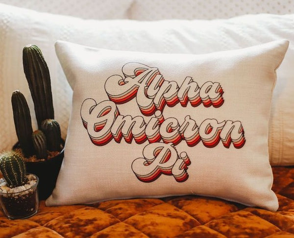 Alpha Omicron Pi Retro Throw Pillow