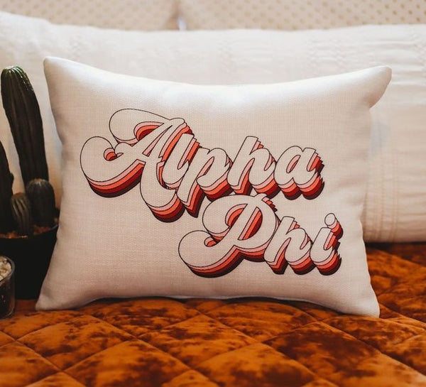 Alpha Phi Retro Throw Pillow