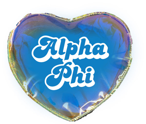 Alpha Phi Holographic Heart Shaped Makeup Bag