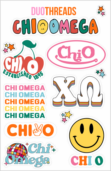 Chi Omega Groovy Rainbow Sheet