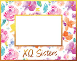 Chi Omega Gold Foil & Floral Painted Wooden Picture Frame