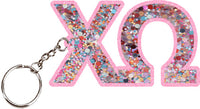 Chi Omega Confetti Keychain