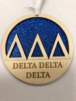 Delta Delta Delta Glitter Ornament