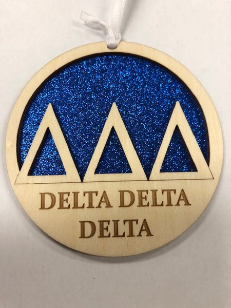 Delta Delta Delta Glitter Ornament