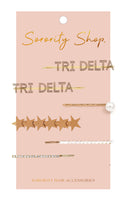 Delta Delta Delta Rhinestone Hair Clips