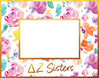 Delta Zeta Gold Foil & Floral Painted Wooden Picture Frame