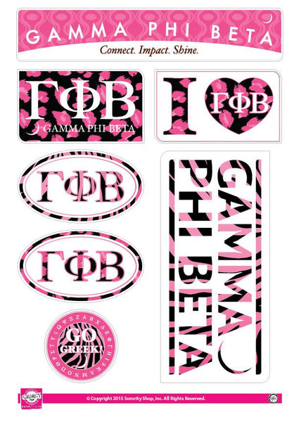 Gamma Phi Beta Animal Print Sticker Sheet